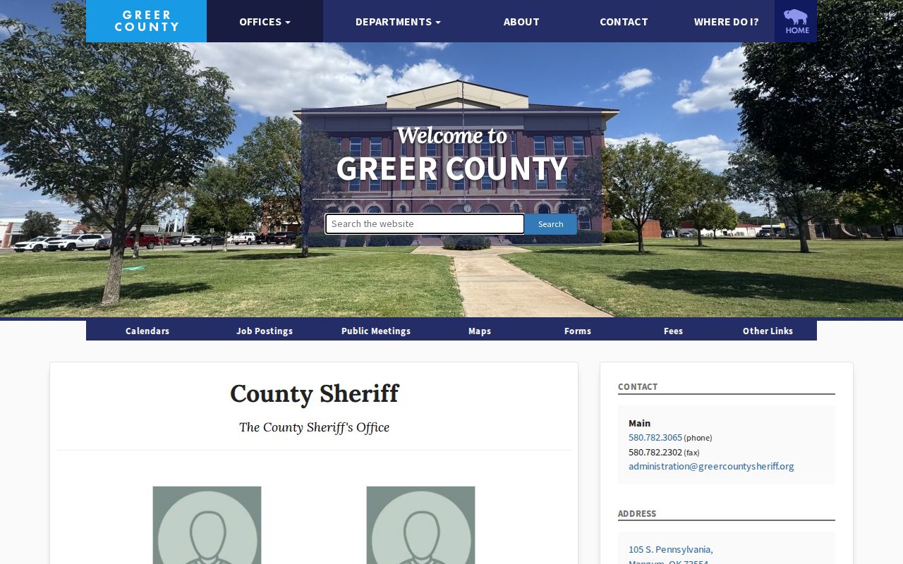 Greer County directory office information for warrant records