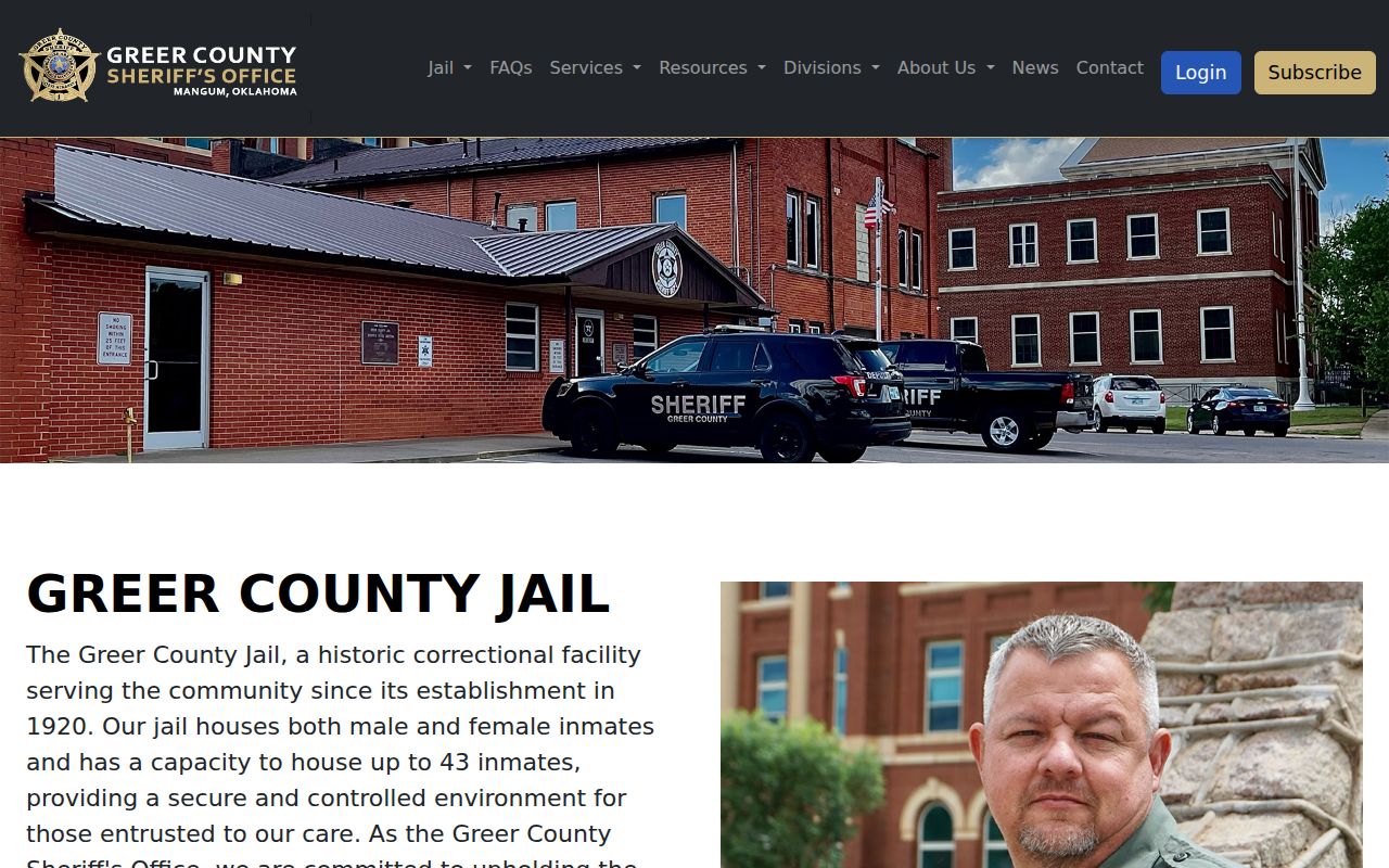 Greer County Jail facility information for arrest warrant records context