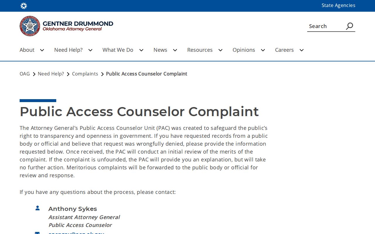 Oklahoma public-record complaint information for Greer County arrest records