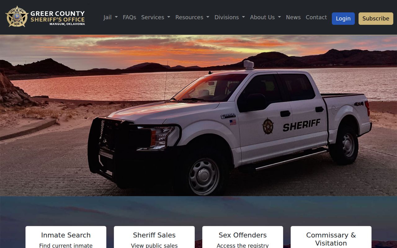 Greer County Sheriff public-service header for warrant records